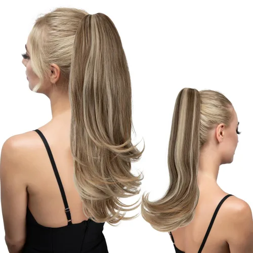Miniatura 10 de Extensión de cola de caballo con clip de 18 pulgadas, extensiones de cabello de cola de caballo para mujeres, pieza de cabello de cola de caballo