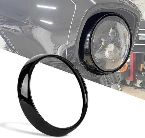 PSLER Faro Delantero de Motocicleta de 7" Lámpara Anillo de Moldura Cubierta Conjunto de Faro Delantero Compatible con Touring Road King Electra