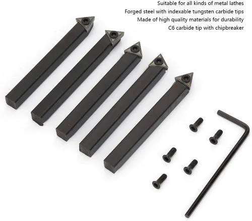 Miniatura 6 de Juego de 5 piezas de insertos de carburo indexables de 1/4 pulgadas, broca de herramientas de torno de carburo, broca de inserción de herramientas