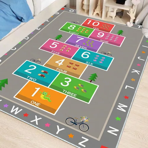Miniatura 14 de Hopscotch - Alfombra de juego para niños, alfombra educativa del alfabeto ABC, tapete de juego para contar niños para sala de juegos, aula