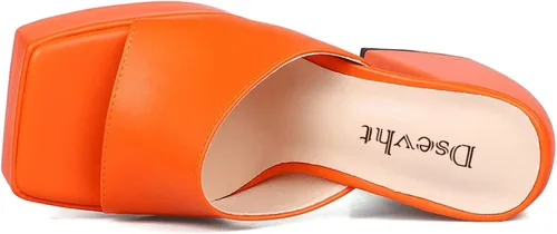 Miniatura 4 de Dsevht Sandalias de plataforma gruesa para mujer, sin cordones, puntera cuadrada, con tacón alto
