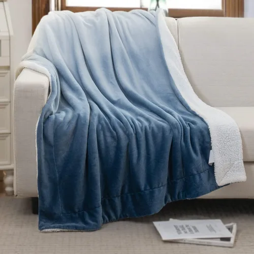 Miniatura 2 de Manta Elegant Comfort, reversible de sherpa y franela, ultrasuave, difusa, acogedora y afelpada - ligera y decorativa para todas las estaciones, 50