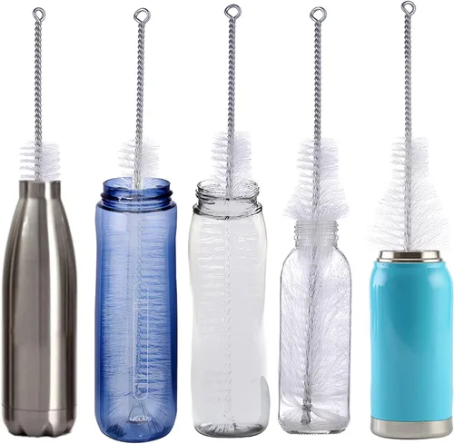Miniatura 5 de Cepillo para botellas, ideal para limpiar botellas de cuello estrecho con parte superior oscilante, cerveza, vino, cerveza, refrescos, aerosoles