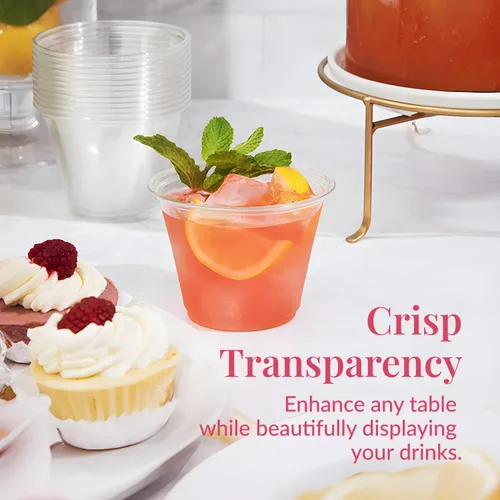 Miniatura 4 de Prestee Paquete de 200 vasos de plástico transparente de 9 onzas – Copas de vino de plástico desechables duraderas para fiestas, bodas y catering