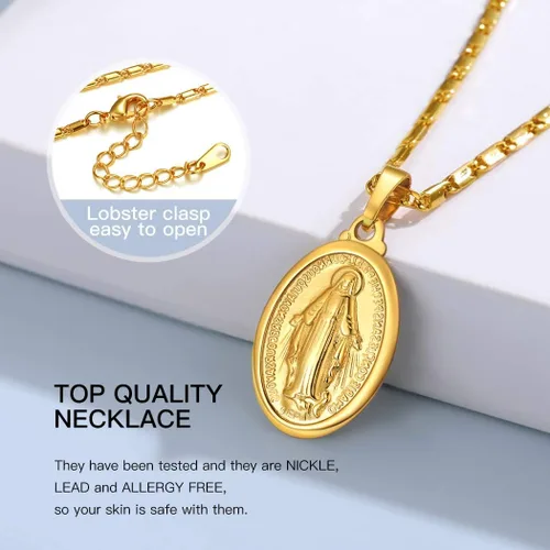 Miniatura 9 de Suplight 925 Stelring - Collar de plata virgen maría, joyería cristiana, medallón ovalado, collar con colgante (con caja de regalo)