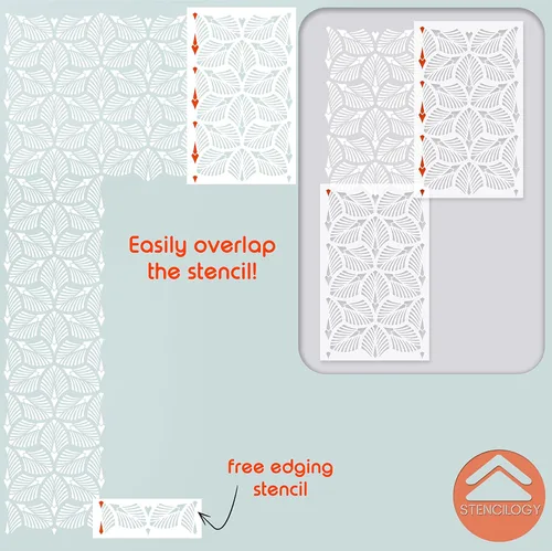 Miniatura 6 de STENCILOGY® / Danubio - Plantilla de pared XL de 23 "x 38", hoja de palma, plantillas de pared grandes para pintura, plantilla de pared floral grande