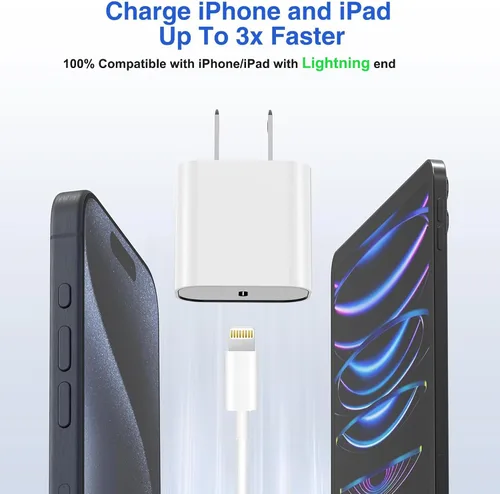 Miniatura 4 de Cargador rápido para iPhone de carga rápida, paquete de 3 [certificado Apple MFi] Cargador rápido para iPhone con carga rápida PD USB-C, bloques