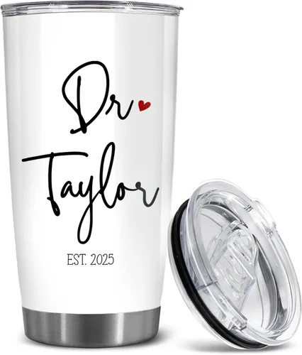 Miniatura 9 de BECHUSKY Regalo de graduación de doctorado personalizado, taza de doctorado con nombre personalizado, vaso de doctorado para hombres y mujeres