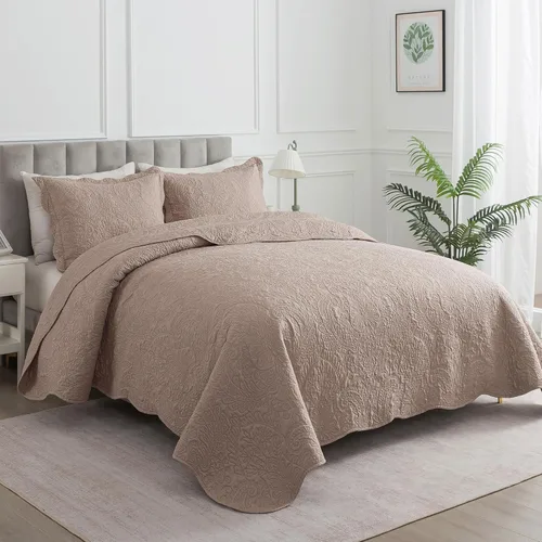 Miniatura 305 de HoneiLife - Juego de colcha de tamaño Queen, juego de ropa de cama de pana bordada de 3 piezas, colcha de lujo, ligera, cálida, para todas las Pana