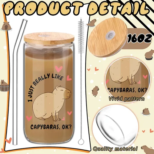 Miniatura 2 de Layhit Capybara - 3 piezas de regalos para mujeres, regalo de agradecimiento de 16 onzas, bolsa de maquillaje cosmética, calcetines lindos, regalo