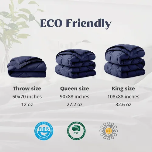 Miniatura 7 de puredown® Mantas de plumón para sofá, manta ligera para interiores y exteriores, manta suave para viajes y hogar, color azul marino