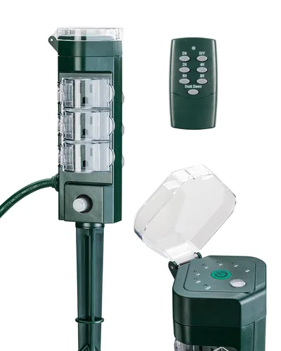 Miniatura 11 de HBN Enchufe inteligente para exteriores impermeable con 6 tomas, temporizador de estaca de alimentación WiFi de 6 pies, temporizador de salida al