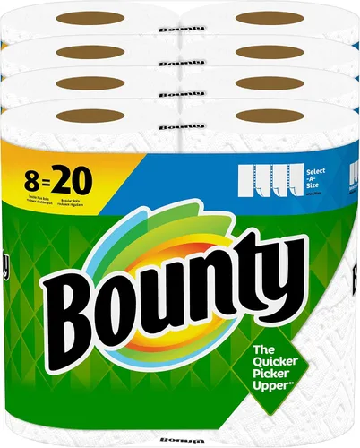 Bounty Select-A-Size - Toallas de papel, color blanco, 8 rollos dobles Plus = 20 rollos regulares