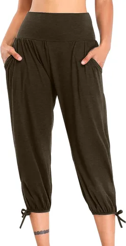 Miniatura 108 de Pantalones capri para mujer, estilo casual, de verano, elásticos, de cintura alta, pantalones de yoga, ajuste atlético, pantalones deportivos