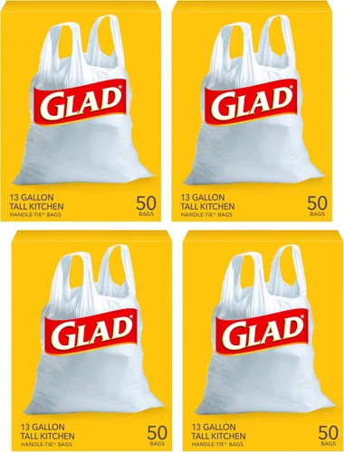 Miniatura 14 de Glad Bolsas de basura altas de cocina de 13 galones, bolsas de basura sin perfume, lazo de asa, 50