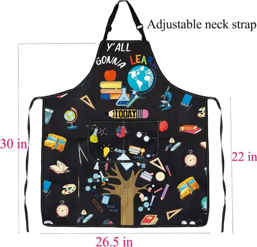 Miniatura 2 de BNQL Delantal para profesores con bolsillos, regalos divertidos para profesores, regalos para la vida del profesor que todos aprenderán hoy