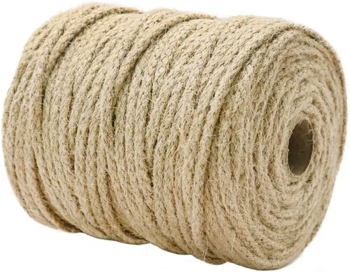 Miniatura 4 de Tenn Well Cuerda de yute, cuerda trenzada de yute de 200 pies y 0.138 in, cuerda natural para manualidades, envoltura de regalos, jardinería