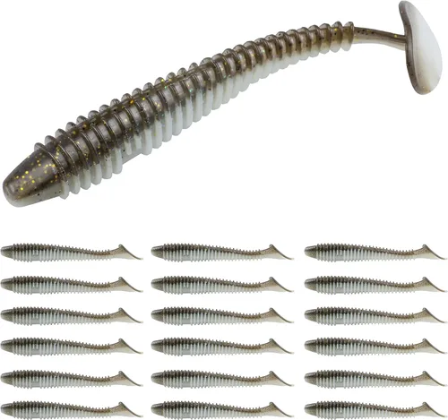Miniatura 35 de RUNCL Swimbaits - Paleta de 10/20/30/40 unidades, cola de paleta de 5/4/3/2 pulgadas, señuelo suave para lubina de trucha, cebo de plástico duradero