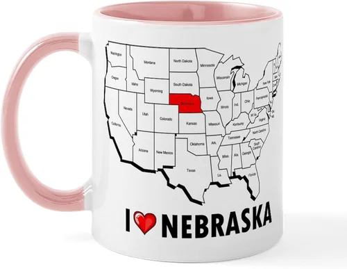 Miniatura 66 de CafePress I Love Nebraska Taza de café de cerámica de 11 oz (11.0 fl oz)