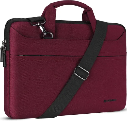 Miniatura 12 de DOMISO Bolsa mensajero de hombro tote para laptop de 14 pulgadas para mujeres y hombres, bolsa de computadora para viajes de negocios y trabajo