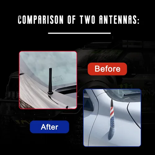 Miniatura 7 de Antena de bala para coche y camión con bandera americana con tapas de válvula, mástil de antena universal para GM Chevy Silverado 1500 2500 3500 HD