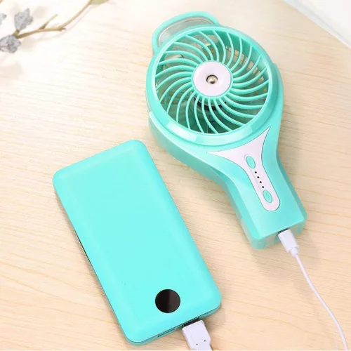 Miniatura 2 de Ventilador de nebulización de agua portátil de mano para viajes, funciona con batería recargable o alimentado por USB, humidificador y ventilador