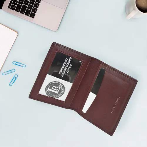 Miniatura 48 de Leatherboss - Cartera delgada y plegable de piel auténtica Soporte para tarjeta de crédito, débito, identificación Compacta y elegante