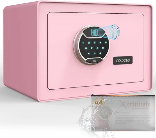 Miniatura 11 de Caja fuerte GoldenKey blanca con huella dactilar para el hogar, caja de seguridad biométrica de 1.2 pies cúbicos con teclado táctil, cajas fuertes