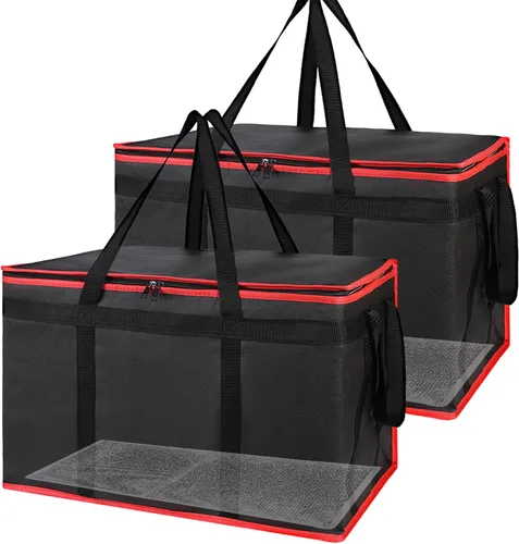 Miniatura 16 de Bodaon Paquete de 2 bolsas grandes aisladas para entrega de alimentos, XXXL para compras de comestibles/catering/pizza, bolsa de entrega de viaje