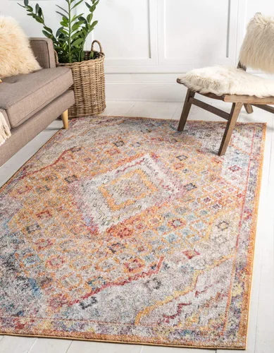 Miniatura 14 de Unique Loom Brighton Collection - Alfombra vibrante con estampado tradicional, medallón, azul/beige, rectangular de 2 pies 2 pulgadas x 3 pies 1
