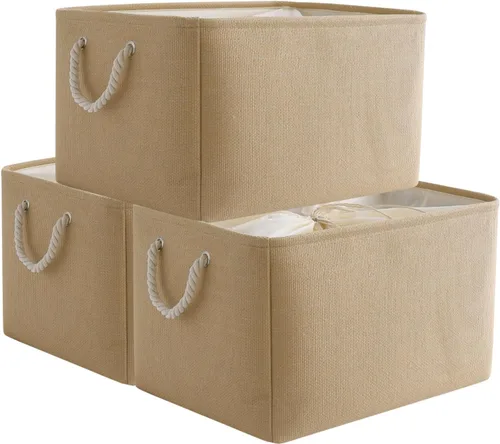 Miniatura 48 de TheWarmHome Contenedores de almacenamiento para estantes, tamaño mediano, 3 unidades, 13.8 pulgadas de largo x 9.8 pulgadas de ancho x 6.7 pulgadas