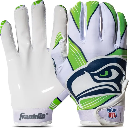 Franklin Sports - Guantes de receptor de fútbol americano juvenil de la NFL, par de guantes de fútbol para niños con logotipos de equipos de la NFL