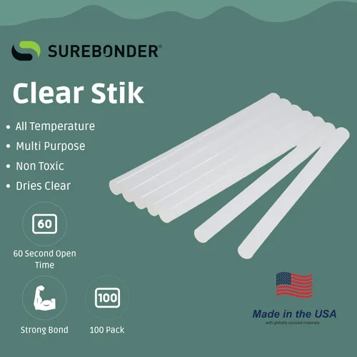 Miniatura 2 de Surebonder DT-100 pegamento pequeño en barra multiuso, fabricado en Estados Unidos, para toda temperatura, de 5/16" de largo y 4" de ancho, barras