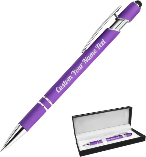 Miniatura 68 de Bolígrafo personalizado, 1 unidad, bolígrafo personalizado con logotipo de mensaje de nombre comercial grabado, lápiz digital de tinta negra suave