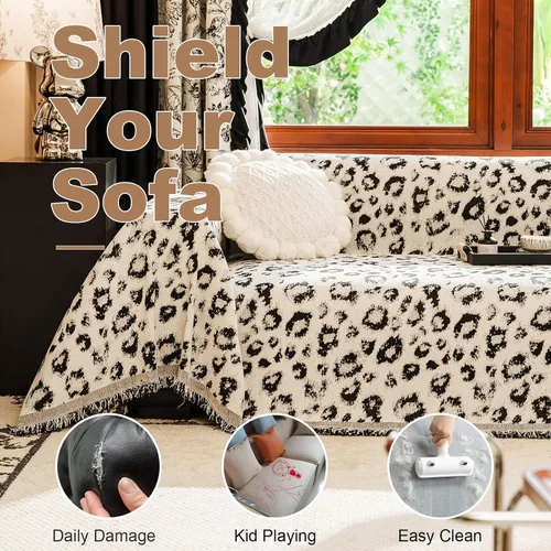 Miniatura 280 de VClife Fundas de sofá bohemio de felpilla para sofá seccional, fundas de sofá suaves y antideslizantes para sofá de 2 cojines, protector de muebles