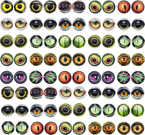 Miniatura 10 de 100 piezas de búho, serpiente, lagarto, ojos de animales, cabujón de cristal para hacer muñecas de arcilla, esculturas, accesorios