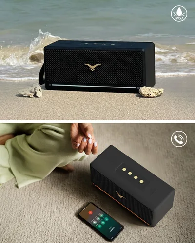 Miniatura 4 de Altavoz Bluetooth, altavoz retro StageSound inalámbrico, altavoz portátil con refuerzo de graves, 80 W, IP67 impermeable, luces LED, emparejamiento