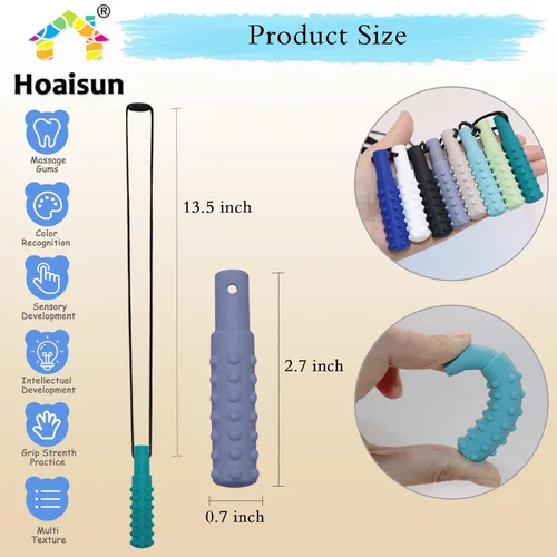 Miniatura 4 de Collares masticables para niños con necesidades sensoriales, paquete de 8 collares masticables juguetes sensoriales para niños con autismo, TDAH