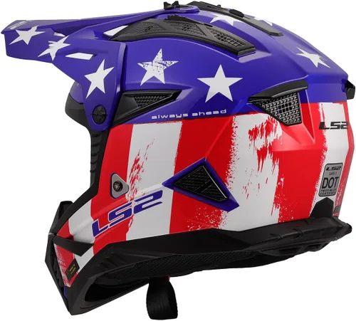 Miniatura 3 de LS2 Helmets Gate II - Casco integral para motocicleta MX Cicatriz de batalla brillante rojo/blanco/azul