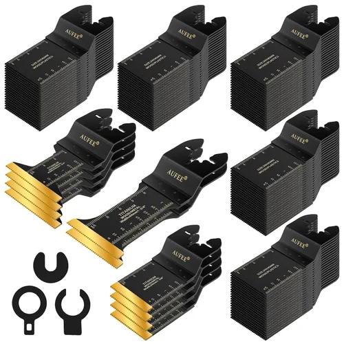 Miniatura 10 de 30 cuchillas multiherramienta de titanio, kit de metal de hoja de sierra oscilante universal para metal, clavos, madera, plástico, hojas de sierra