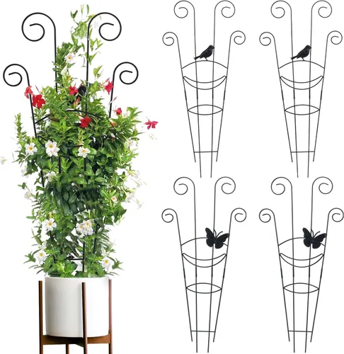 ZOUTOG Enrejado para Plantas Trepadoras de Interior Paquete de 4 de 30 Pulgadas, Enrejado de Jardín de Metal Resistente al Óxido para Plantas en