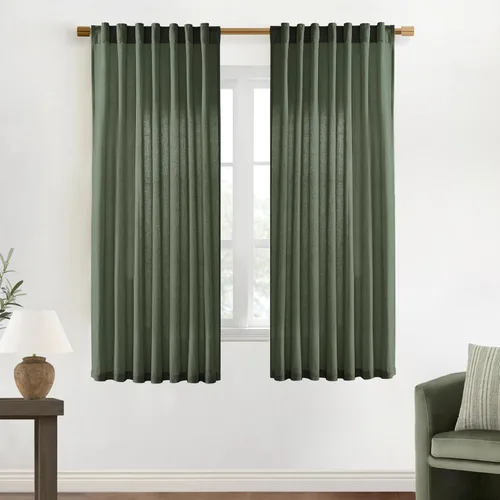 Miniatura 33 de XTMYI - Cortinas transparentes de 54 pulgadas de largo, juego de 2 paneles para baño, cortinas cortas de lino y algodón con semi privacidad