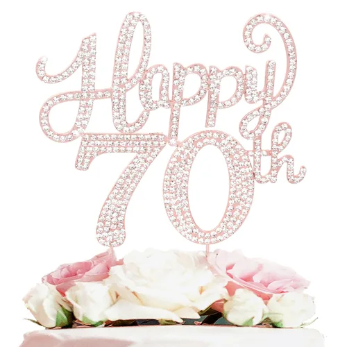 Miniatura 109 de LASKYER Decoración de feliz cumpleaños número 10, decoración de pastel de diamantes de imitación dorados de 10º cumpleaños – Letrero de metal