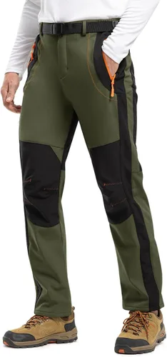Miniatura 2 de TBMPOY - Pantalones de esquí de nieve impermeables con forro polar para hombre, para senderismo, montaña, revestimiento suave con cinturón