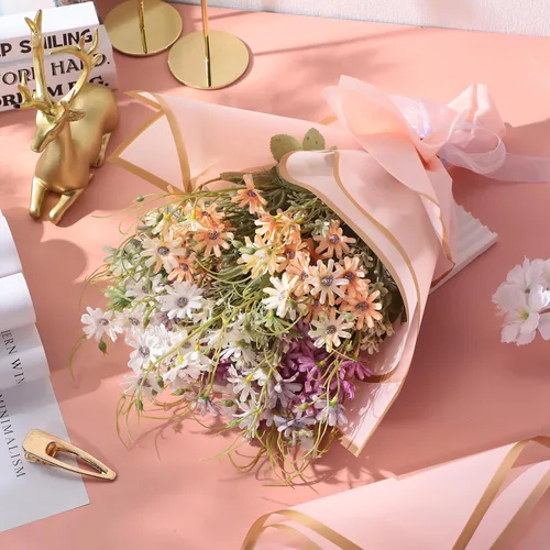 Miniatura 4 de Yahenda 420 hojas de papel de regalo de flores: papel de ramo de flores de 23 x 23 pulgadas con borde dorado, estilo coreano, para boda, despedida