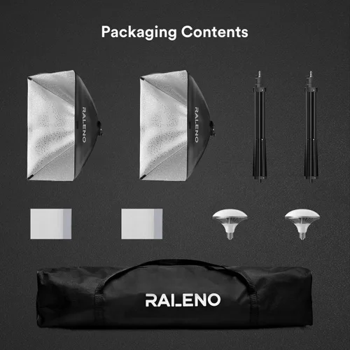 Miniatura 8 de RALENO Kit de iluminación Softbox, iluminación fotográfica Softbox de 20 x 28 pulgadas con bombillas LED (50 W 5500 K TLCI ≥97), iluminación