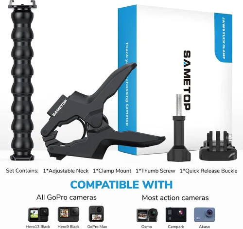 Miniatura 6 de Jaws soporte flexible con pinza, con cuello de cisne adaptable para cámaras Gopro Hero 5, 4, Session, 3+, 3, 2, 1