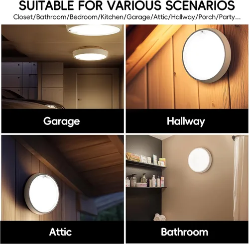 Miniatura 6 de Molrebe Lámpara de techo con sensor de movimiento, lámpara de techo recargable con 15 temperaturas de color, luz de armario activada por movimiento