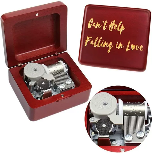 Miniatura 25 de Caja de música Sinzyo con mecanismo de madera tallada clásica, caja musical de regalo para cumpleaños, día de San Valentín, Navidad