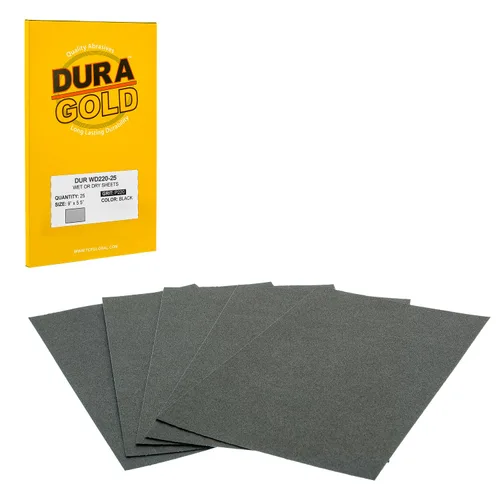 Miniatura 13 de Dura-Gold Hojas de papel de lija húmedas o secas de 5-1/2 x 9 pulgadas, variedad de grano 150, 220, 320, 400, 600 (5 cada una, 25 en total) - Lijado